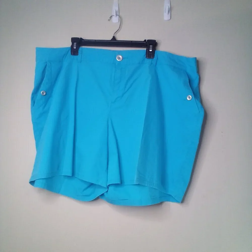Lane Bryant Shorts Women 24 Chino Pockets Teal Blue
